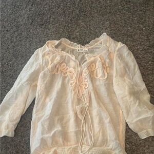 Cream- peachy Sheer Blouse with Embroidered Details